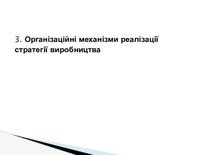 3. Організаційні механізми реалізації стратегії виробництва