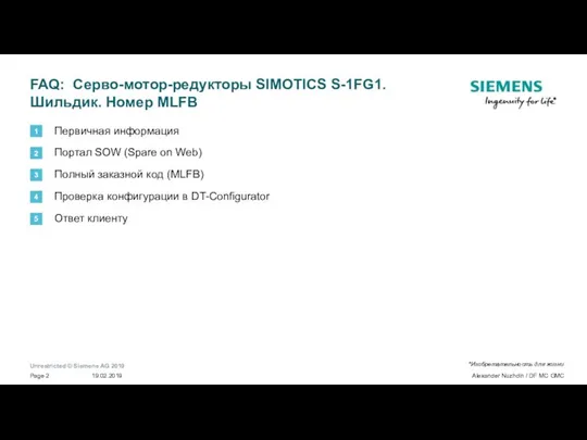 FAQ: Серво-мотор-редукторы SIMOTICS S-1FG1. Шильдик. Номер MLFB 1 2 3 4