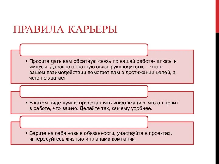 ПРАВИЛА КАРЬЕРЫ