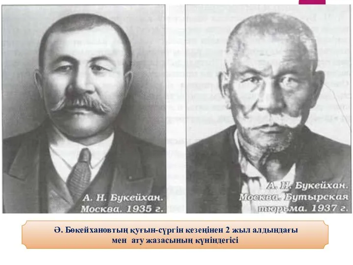 Ә. Бөкейхановтың қуғын-сүргін кезеңінен 2 жыл алдындағы мен ату жазасының күніндегісі