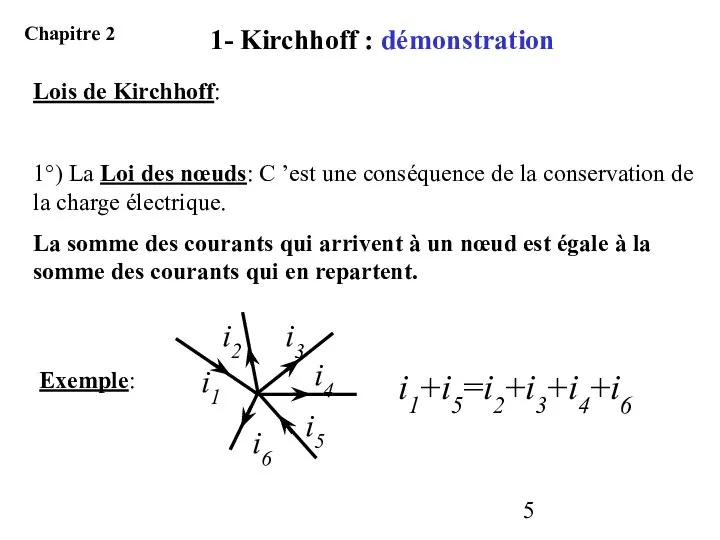 Lois de Kirchhoff: 1°) La Loi des nœuds: C ’est une