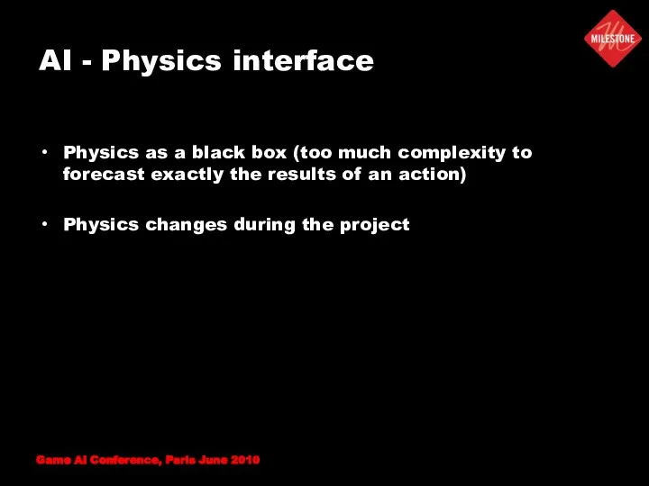 AI - Physics interface Physics as a black box (too much