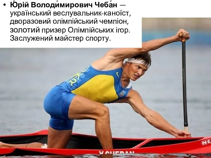 Ю́рій Володи́мирович Чеба́н — український веслувальник-каноїст, дворазовий олімпійський чемпіон, золотий призер Олімпійських ігор. Заслужений майстер спорту.