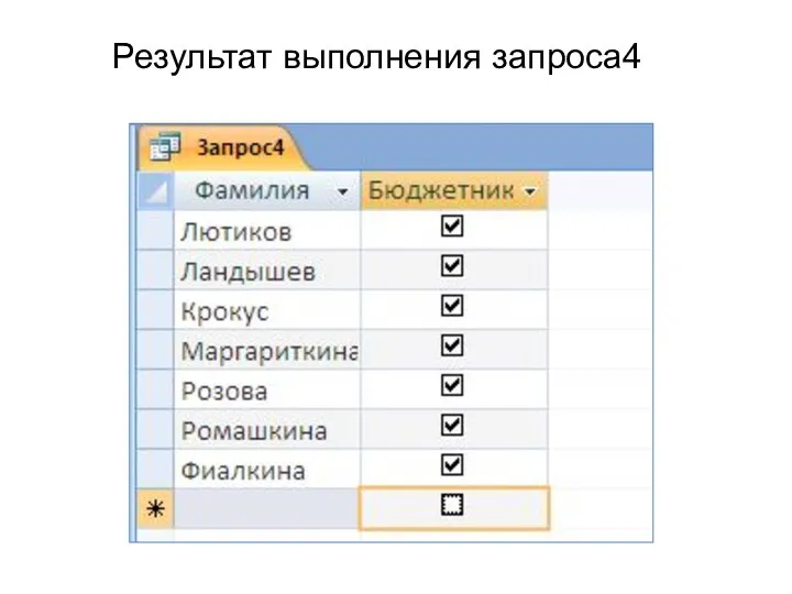 Результат выполнения запроса4