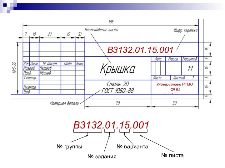 Университет ИТМО ФПО В3132.01.15.001 В3132.01.15.001 № группы № задания № варианта № листа