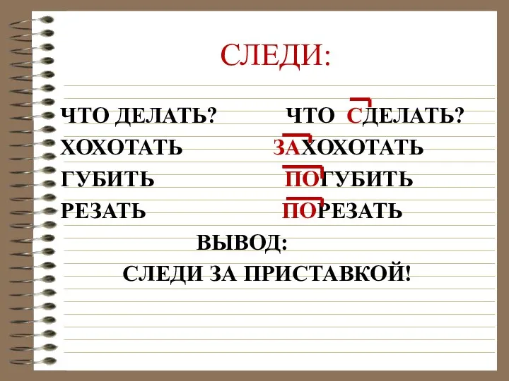 СЛЕДИ: ЧТО ДЕЛАТЬ? ЧТО СДЕЛАТЬ? ХОХОТАТЬ ЗАХОХОТАТЬ ГУБИТЬ ПОГУБИТЬ РЕЗАТЬ ПОРЕЗАТЬ ВЫВОД: СЛЕДИ ЗА ПРИСТАВКОЙ!