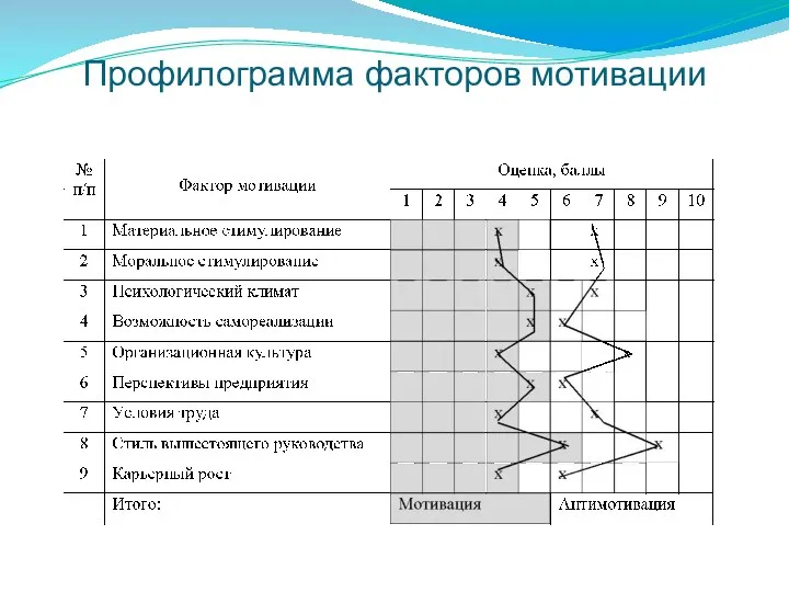 Профилограмма факторов мотивации