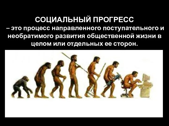 СОЦИАЛЬНЫЙ ПРОГРЕСС – это процесс направленного поступательного и необратимого развития общественной