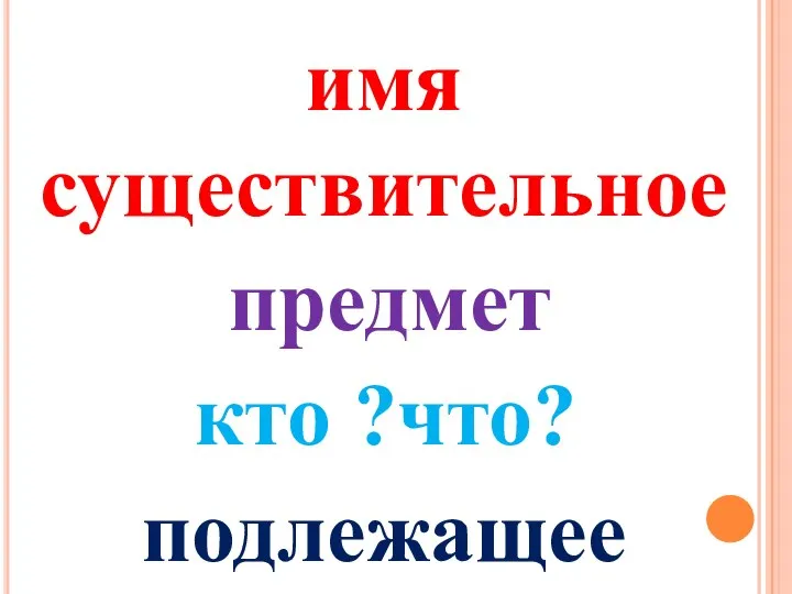 имя существительное предмет кто ?что? подлежащее