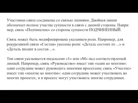 Участники связи соединены со связью линиями. Двойная линия обозначает полное участие