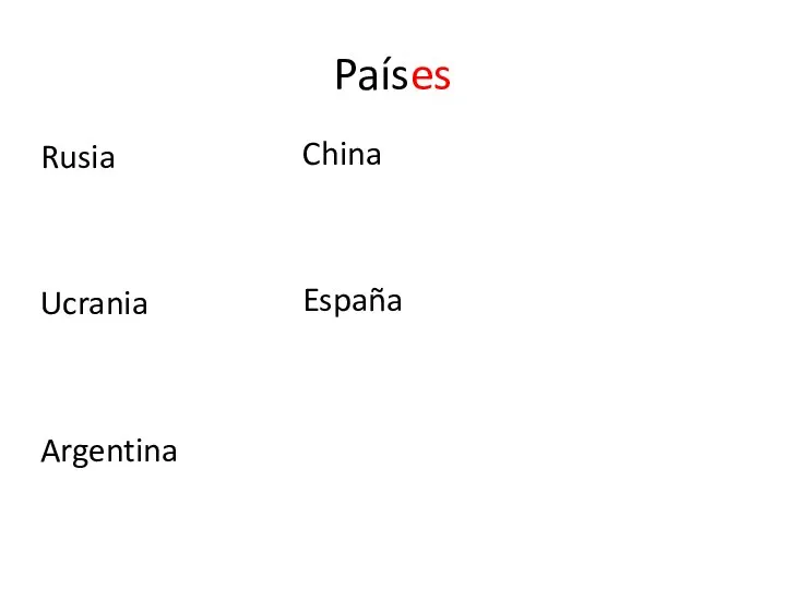 Países Rusia Ucrania Argentina China España