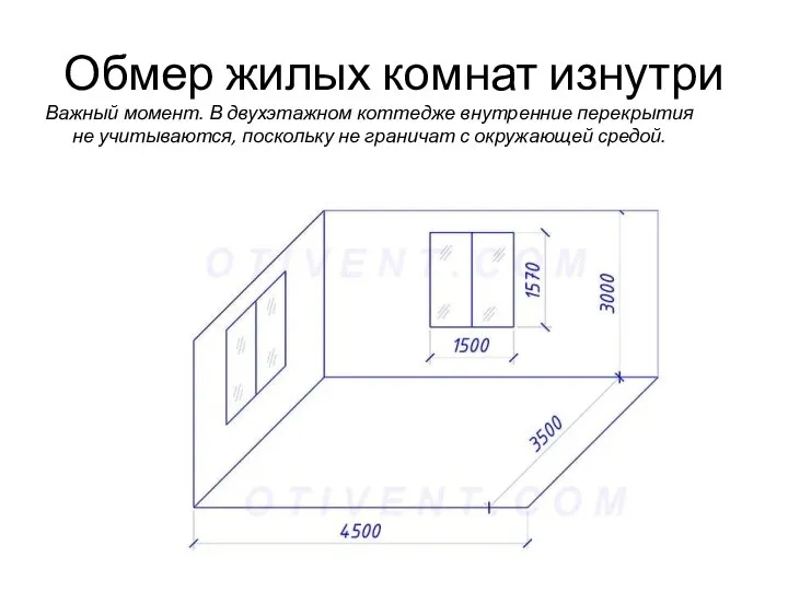 Обмер жилых комнат изнутри Важный момент. В двухэтажном коттедже внутренние перекрытия