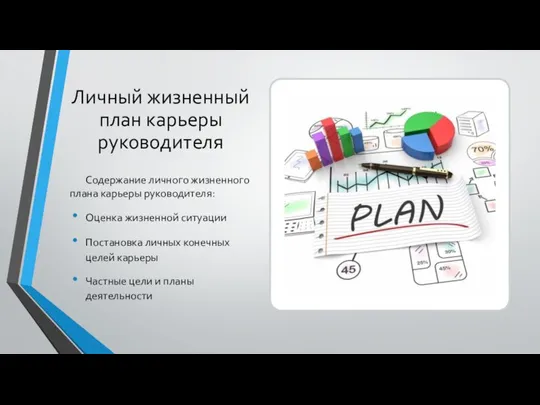 Личный жизненный план карьеры руководителя Содержание личного жизненного плана карьеры руководителя: