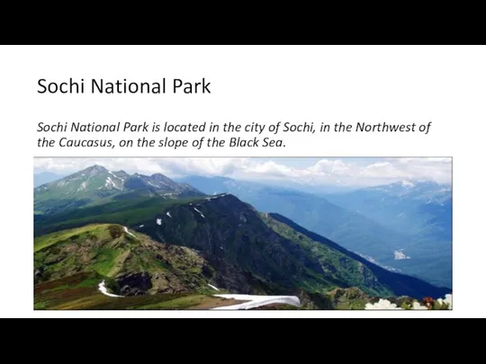 Sochi National Park Sochi National Park is located in the city