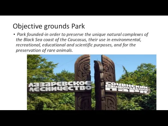 Objective grounds Park Park founded-in order to preserve the unique natural
