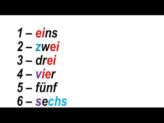 1 – eins 2 – zwei 3 – drei 4 –