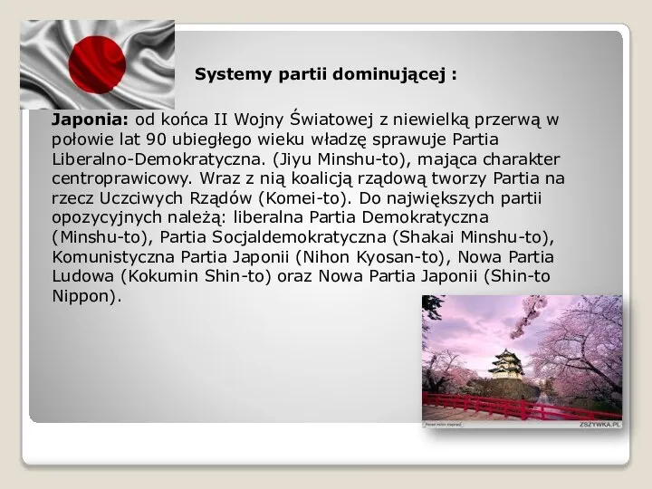 Systemy partii dominującej : Japonia: od końca II Wojny Światowej z