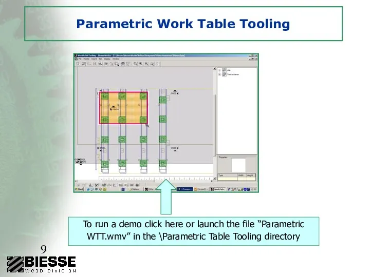 Parametric Work Table Tooling To run a demo click here or