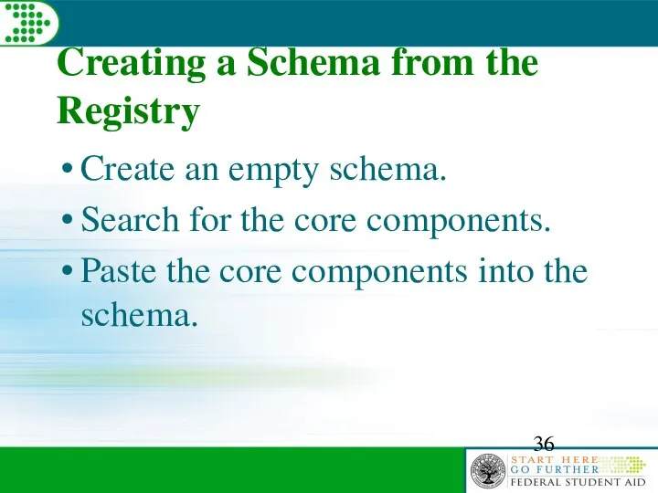 Creating a Schema from the Registry Create an empty schema. Search