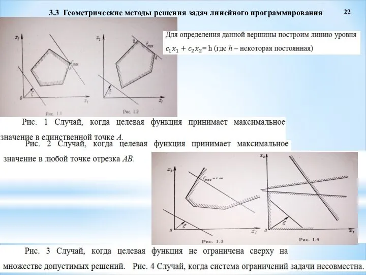 22 3.3 Геометрические методы решения задач линейного программирования