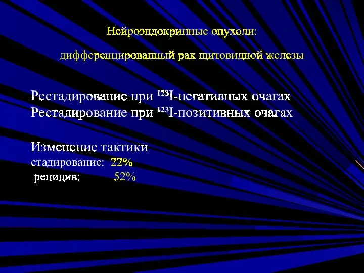 Нейроэндокринные опухоли: дифференцированный рак щитовидной железы Рестадирование при 123I-негативных очагах Рестадирование