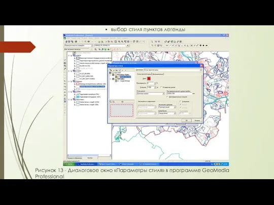 выбор стиля пунктов легенды Рисунок 13 - Диалоговое окно «Параметры стиля» в программе GeoMedia Professional