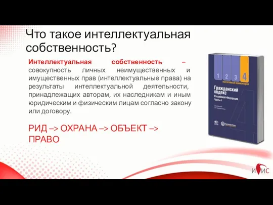 Что такое интеллектуальная собственность? Интеллектуальная собственность – совокупность личных неимущественных и