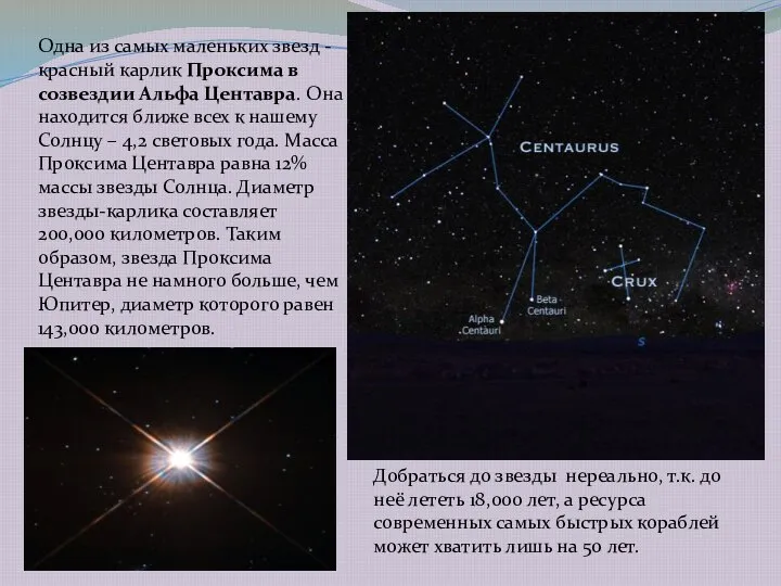 Одна из самых маленьких звезд - красный карлик Проксима в созвездии