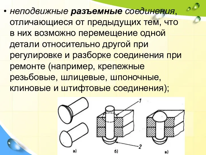 неподвижные разъемные соединения, отличающиеся от предыдущих тем, что в них возможно