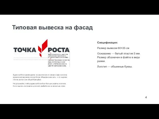 Типовая вывеска на фасад Адресный блок размещается на расстоянии от нижнего