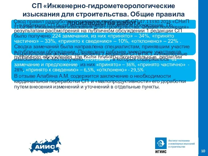 10 Свод правил разработан в развитие требований СП 47.13330.2016 «СНиП 11-02-96.