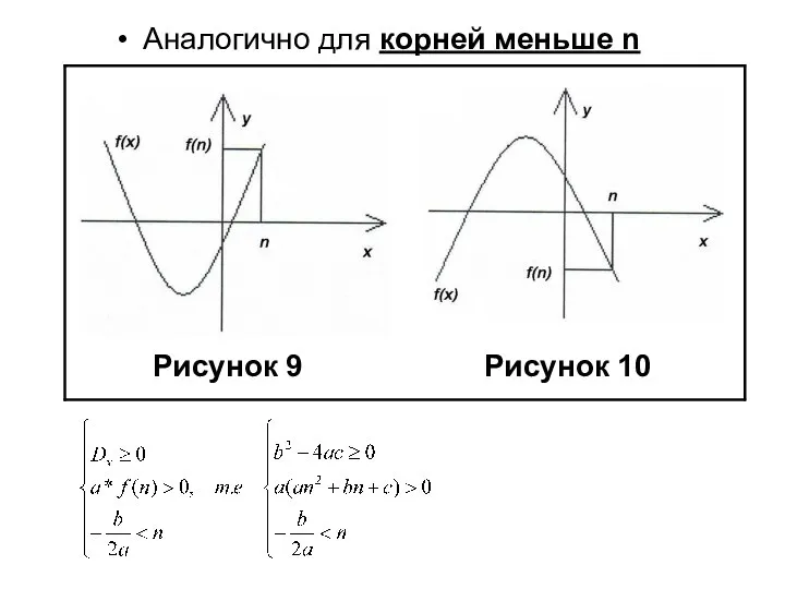 Аналогично для корней меньше n