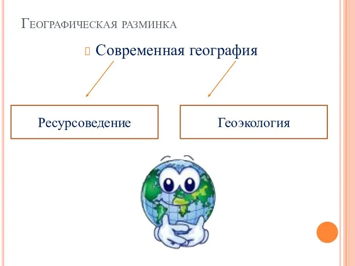 Географическая разминка Современная география Ресурсоведение Геоэкология