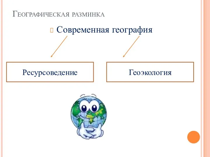 Географическая разминка Современная география Ресурсоведение Геоэкология