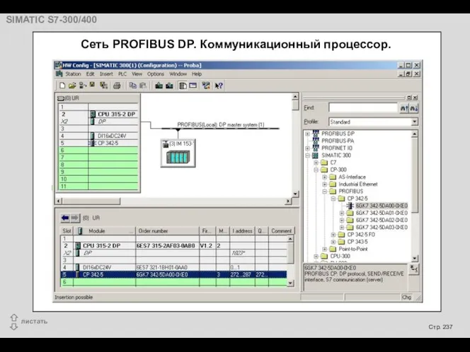 Сеть PROFIBUS DP. Коммуникационный процессор.
