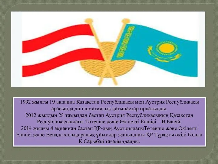 1992 жылғы 19 ақпанда Қазақстан Республикасы мен Аустрия Республикасы арасында дипломатиялық