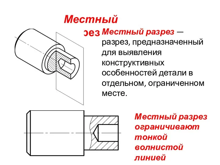 Местный разрез Местный разрез — разрез, предназначенный для выявления конструктивных особенностей