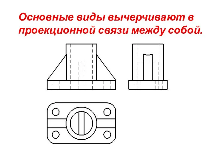 Основные виды вычерчивают в проекционной связи между собой.