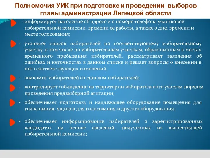 - информирует население об адресе и о номере телефона участковой избирательной