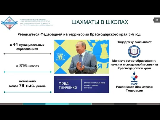 Поддержку оказывают Министерство образования, науки и молодежной политики Краснодарского края Российская