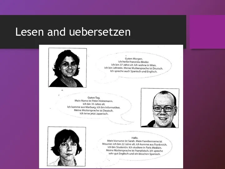 Lesen and uebersetzen