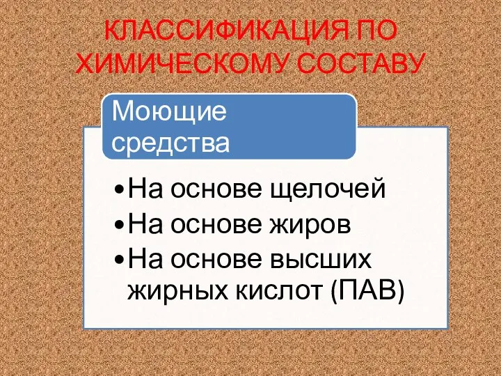 КЛАССИФИКАЦИЯ ПО ХИМИЧЕСКОМУ СОСТАВУ