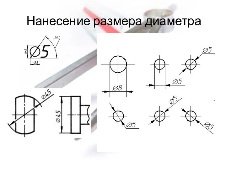 Нанесение размера диаметра