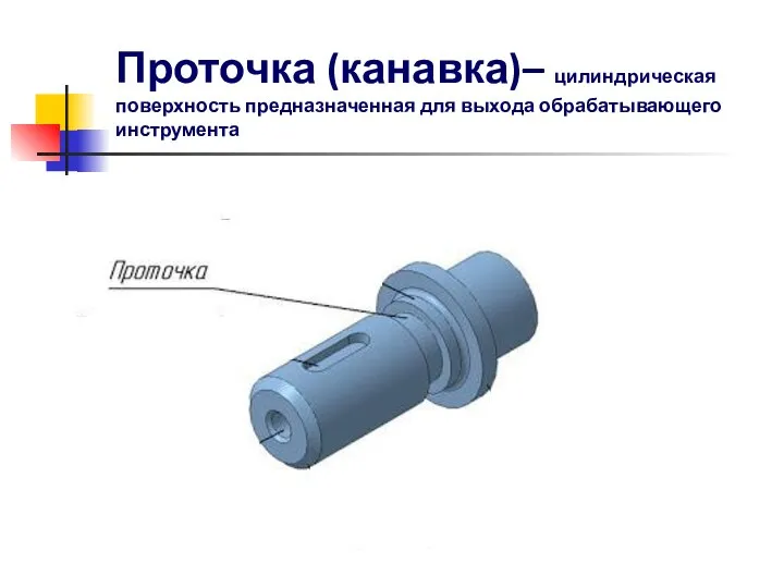 Проточка (канавка)– цилиндрическая поверхность предназначенная для выхода обрабатывающего инструмента