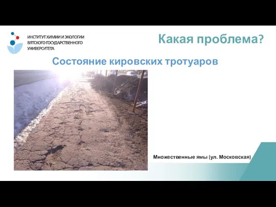 Какая проблема? Состояние кировских тротуаров Множественные ямы (ул. Московская)