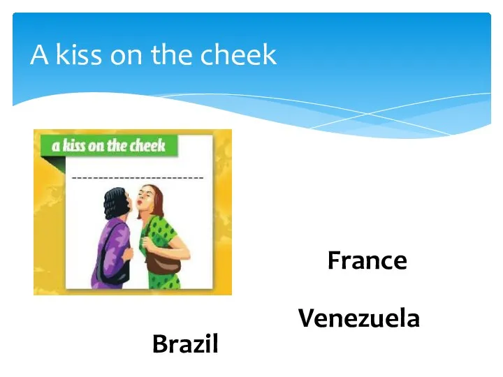 A kiss on the cheek Brazil France Venezuela