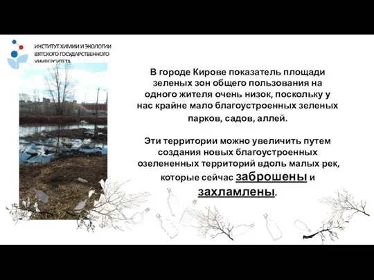 В городе Кирове показатель площади зеленых зон общего пользования на одного