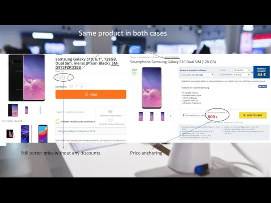 Same product in both cases Price anchoring Still better price without any discounts