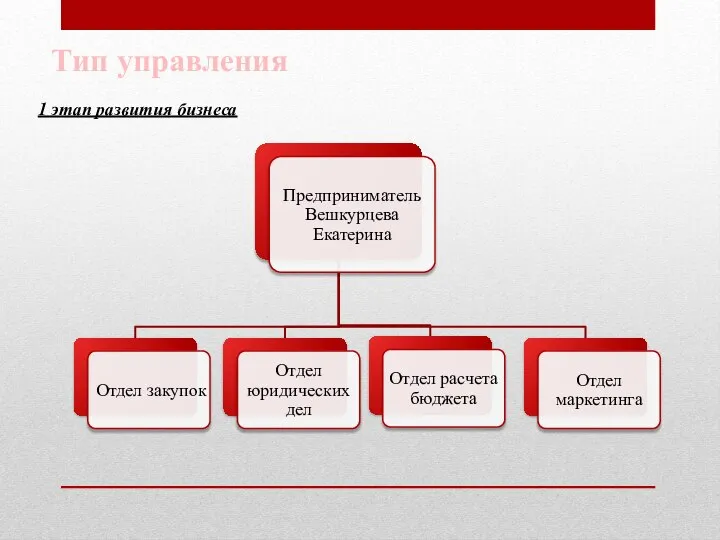 Тип управления 1 этап развития бизнеса