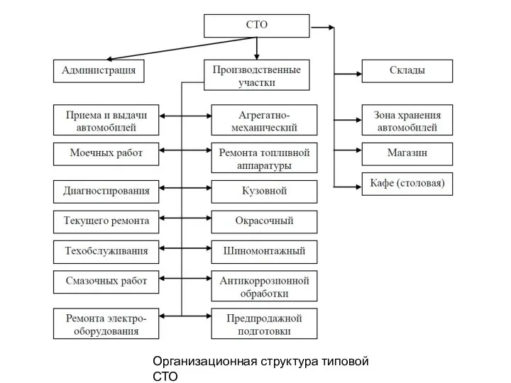 Организационная структура типовой СТО